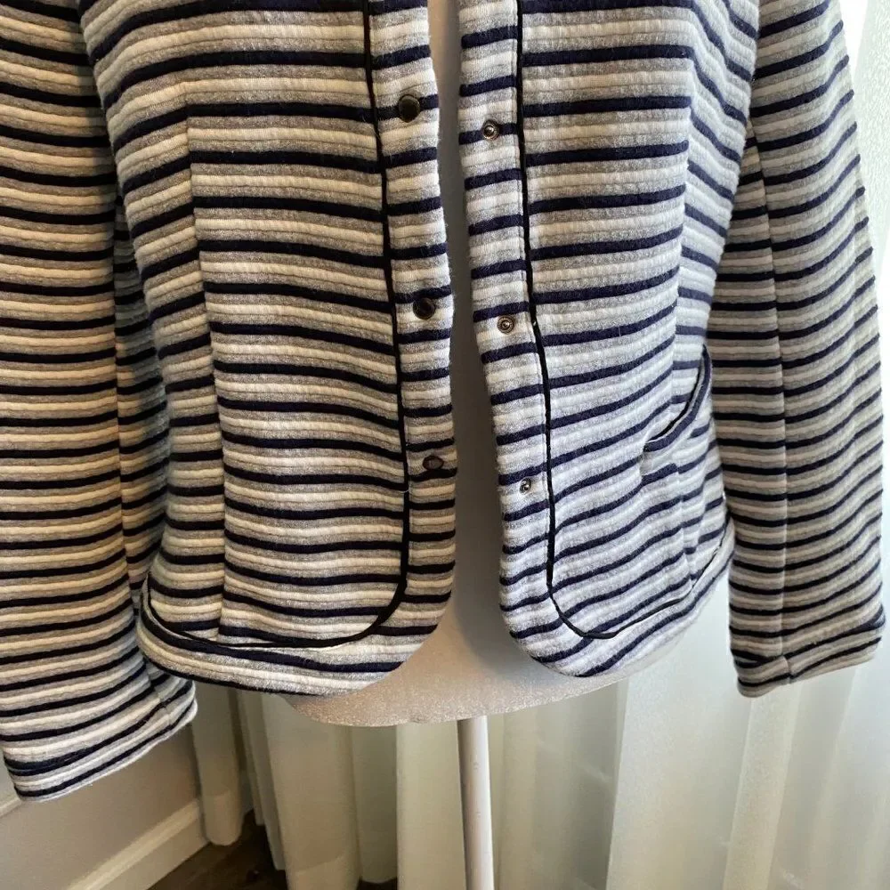 Isani for Target Black Gray Striped Knit Blend Cardigan Sweater SZ M